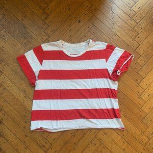 Everlane Red and White Boxy Striped T